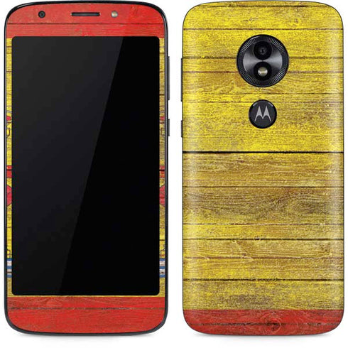 Spain Flag Dark Wood Moto E5 Play Skin